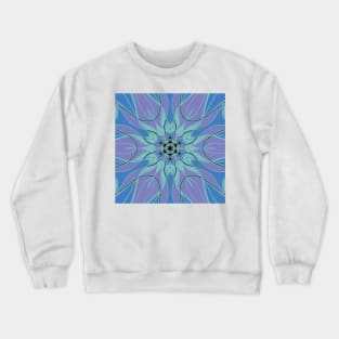 Cartoon Mandala Flower Blue and Purple Crewneck Sweatshirt